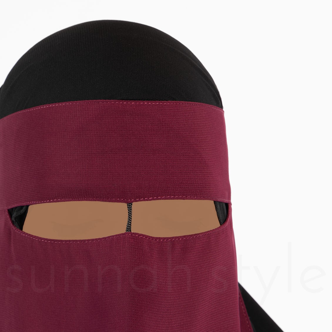 Sunnah Style One Layer Niqab w Nose String Burgundy